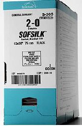 Sofsilk non-absorbable silk suture - size: 0, length: 18 in (45 cm), pre-cut, color: black, strands per each: 12, quantity: box of 24