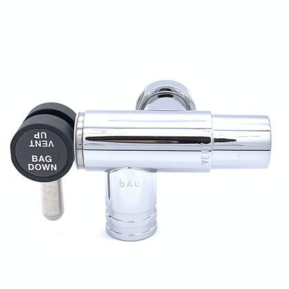 Valve, Selector, Bag/Vent. Switch-Over, 7/8"-27 x 22mmM x 7/8" Bag, Lock Ring w/Seal, Chrome Brass, 00-116