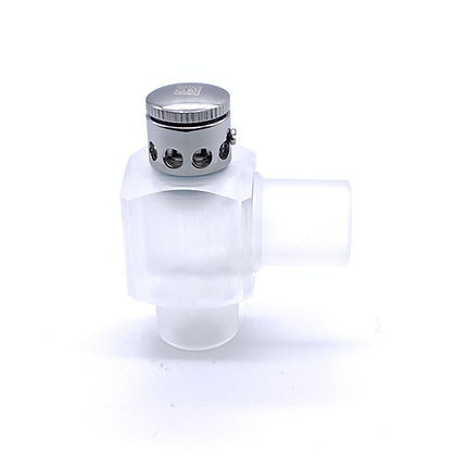 Adapter, Mask Elbow, w/Adjustable Pop-Off Valve (Large), 22mmM x 22mmM/15mmF, Translucent Acrylic, 00-223