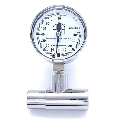 Manometer, Pressure, -40 to +80 cmH2O on "T", 22mmF x 22mmM/15mmF, Chrome Brass, 00-266-G