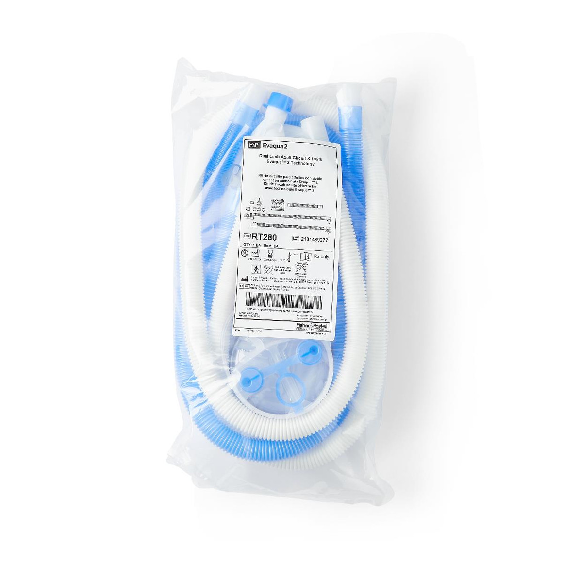 Ventilator Circuit Evaqua 2 Expandable Tube 72 Inch Tube Dual Limb Adult Without Breathing Bag Single Patient Use Heated Circuit, 10/Case