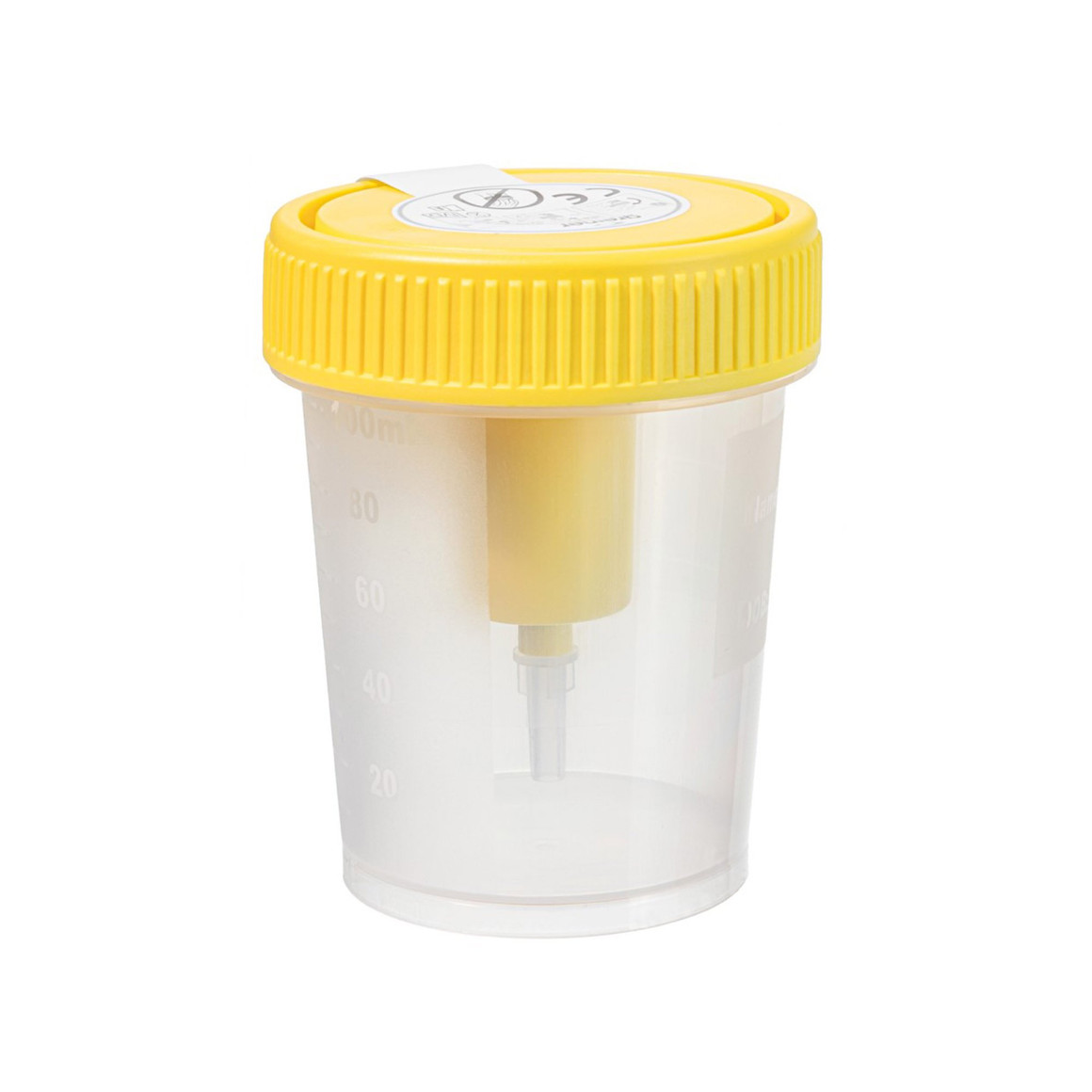 Urine Specimen Container with Integrated Transfer Device 100 mL (3.4 oz.) Screw Cap Patient Information Sterile, 300/Case