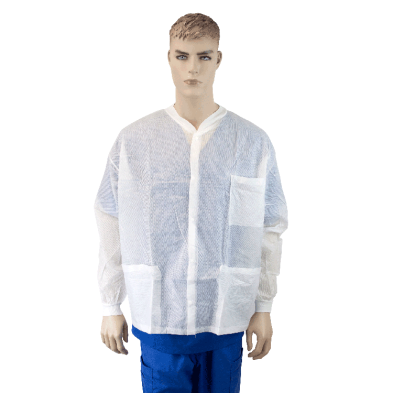 Disposable Lab Jacket with Three Pockets, White Small 30/cs