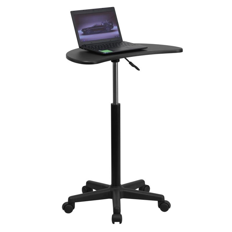 Black Adjustable Height Mobile Computer Desk, 22 1/2" x 22 1/2"