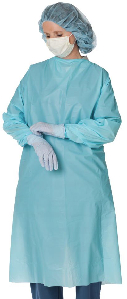 Protective Procedure Gown X-Large Blue NonSterile Not Rated Disposable, 75/Case