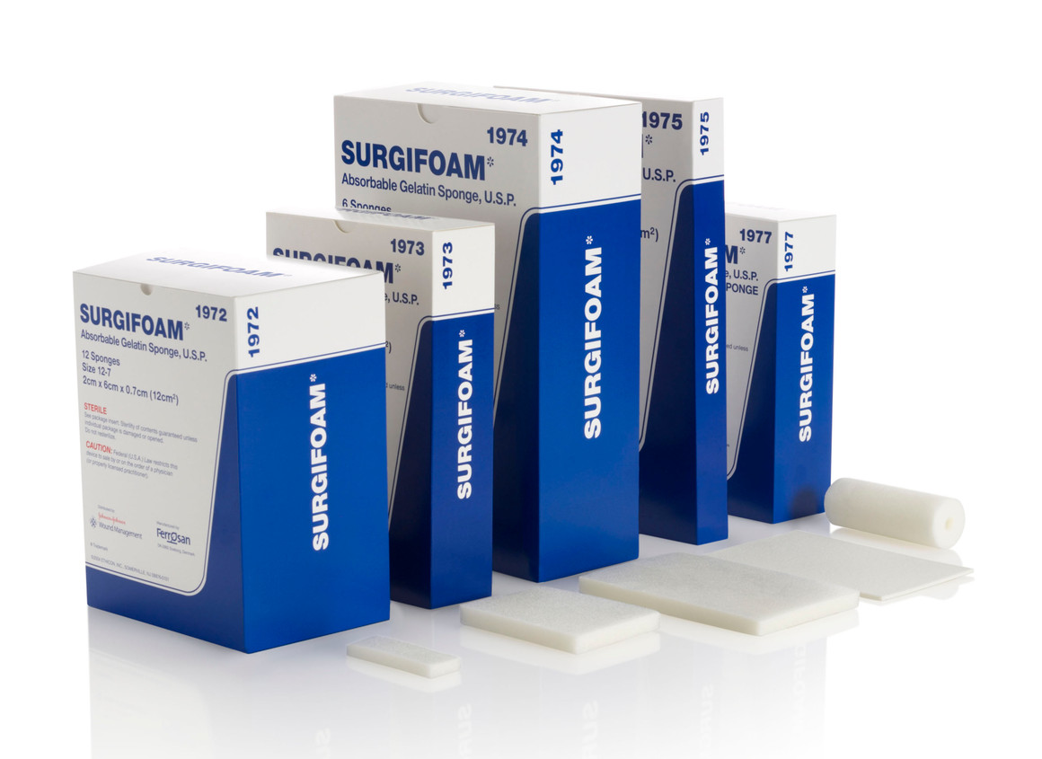 Ethicon Surgifoam Gelatin Sponge, 8cm x 6.25cm x 10mm, 4/bx