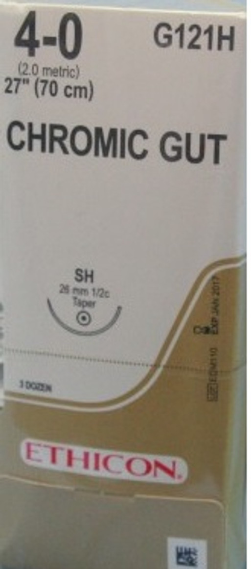 Ethicon Surgical Suture, 4-0 27in GUT CHROMIC UND MONO SA SH