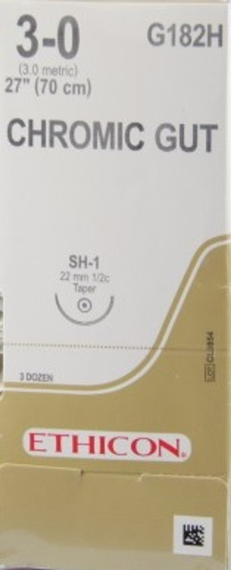 Ethicon Surgical Suture, 3-0 27in GUT CHROMIC UND MONO SA SH