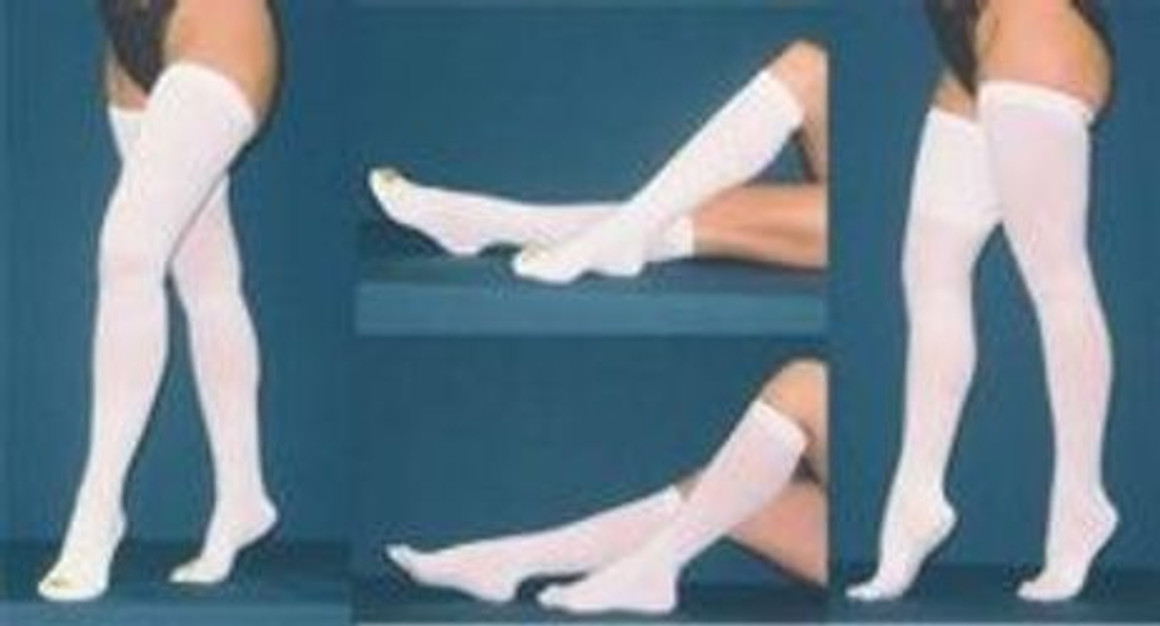 Anti-Embolism Thigh Length Stockings - White, Small/Short