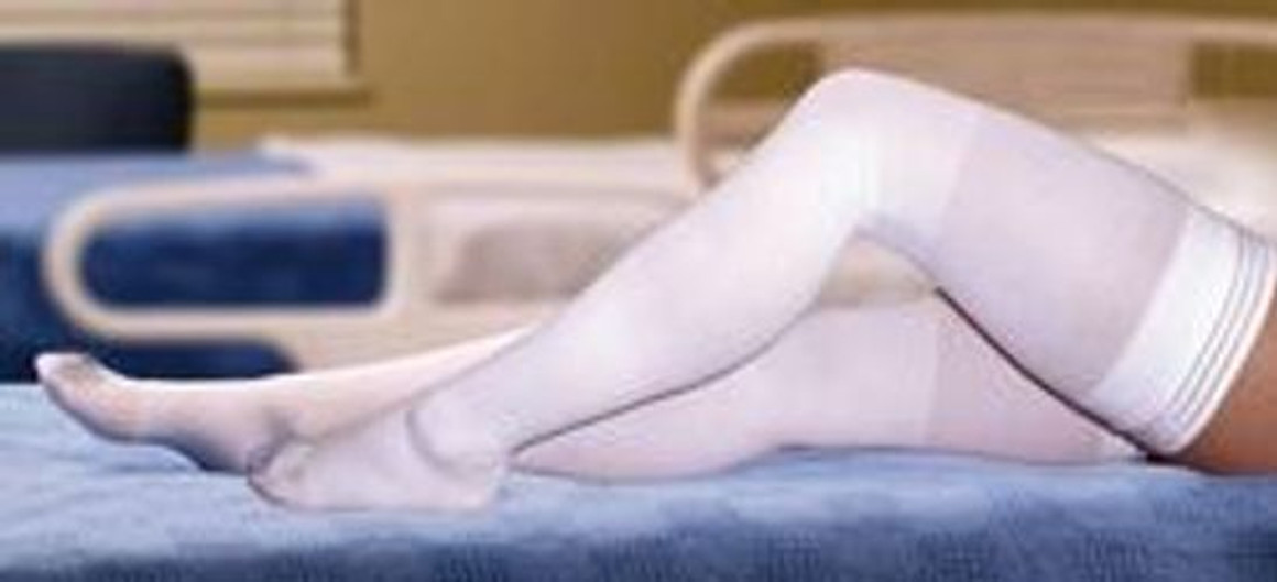 Medi-Pak Thigh-high Anti-embolism Stockings, Medium, Regular White Inspection Toe, Pair