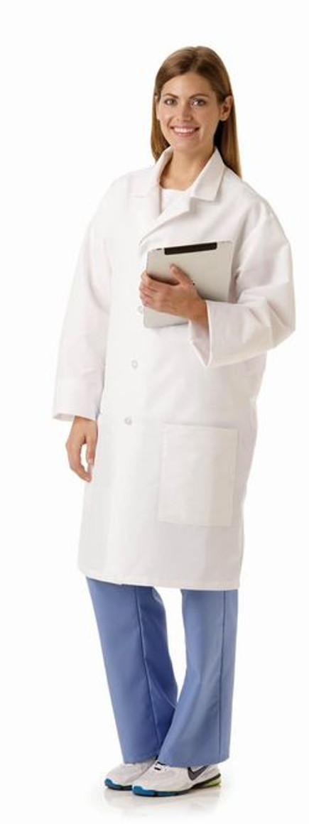 Medline Unisex SILVERtouch Staff Length-Lab Coats, Buttons, 3 pockets, Medium | 87052STM