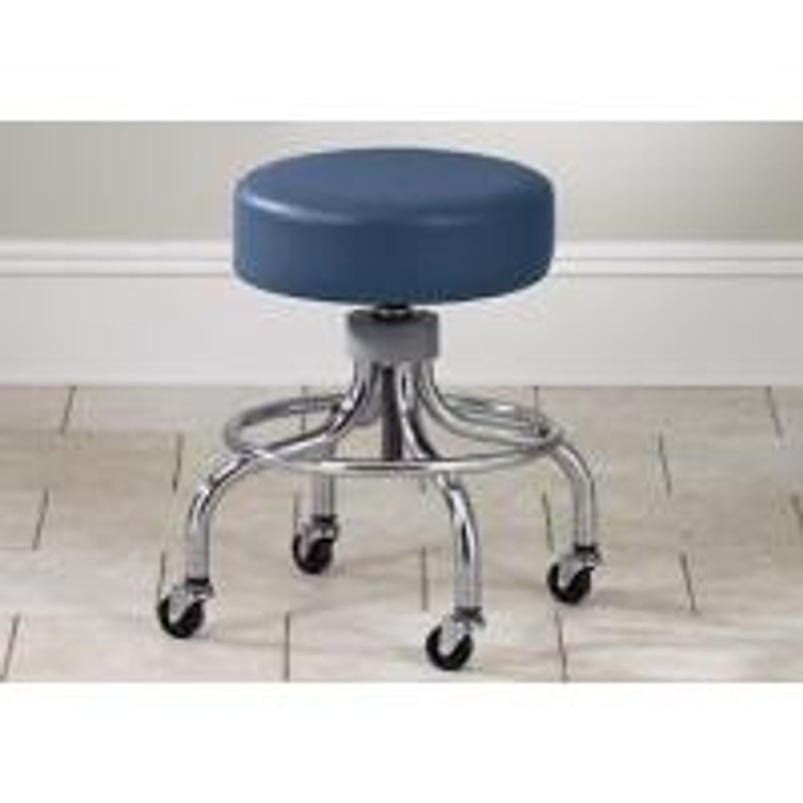Clinton Value Series Chrome Base Stool with Round Foot-ring, Royal Blue