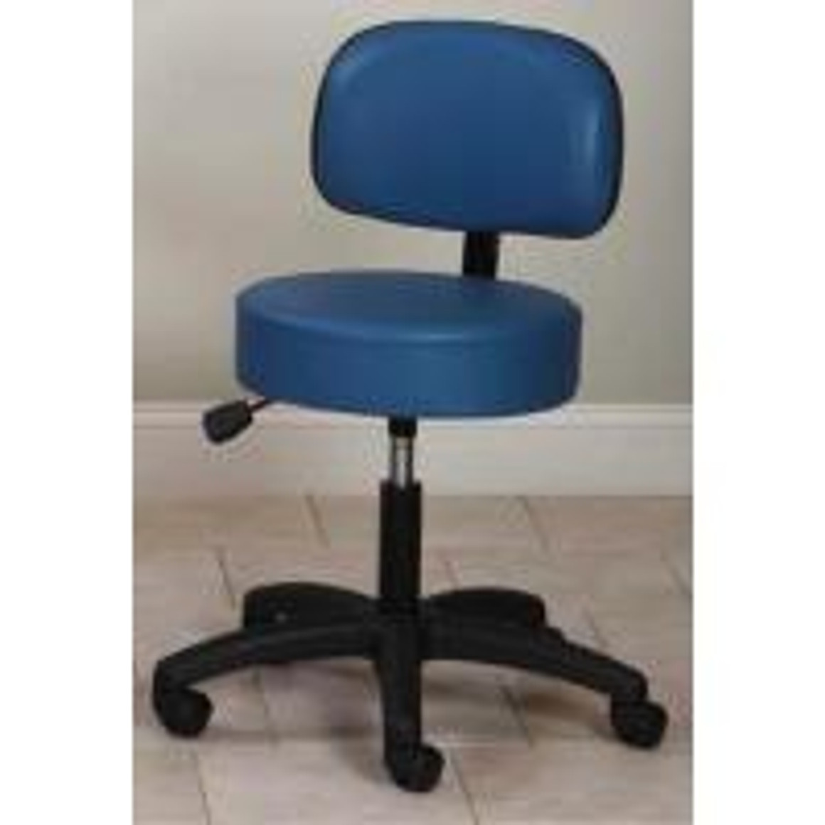 Clinton Value Series 5-Leg Pneumatic Stool with Backrest, Nylon Base, Cream