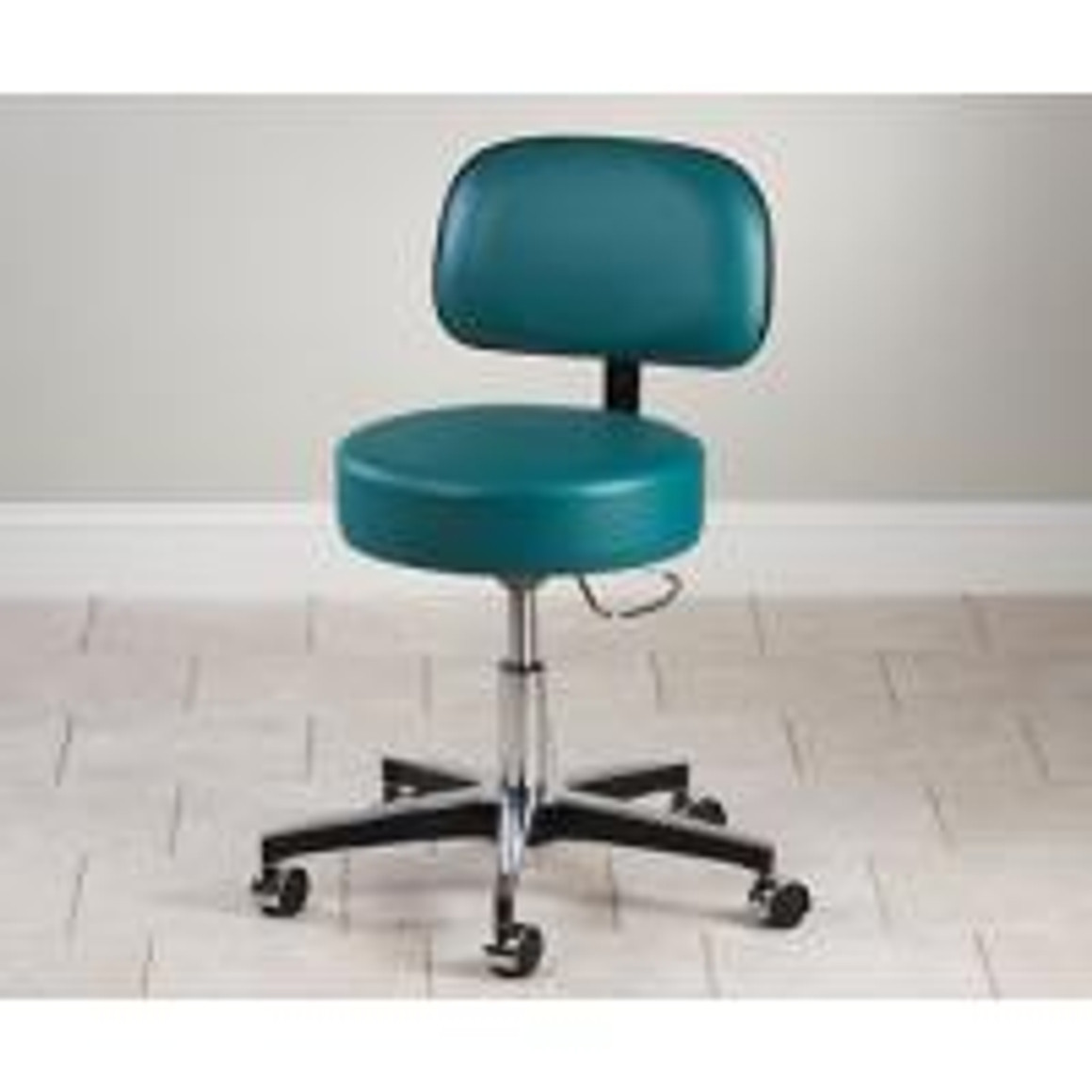 Clinton Mid-Series 5-Leg Pneumatic Stool with Backrest, D-shaped Lever, Aluminum Base, Clamshell