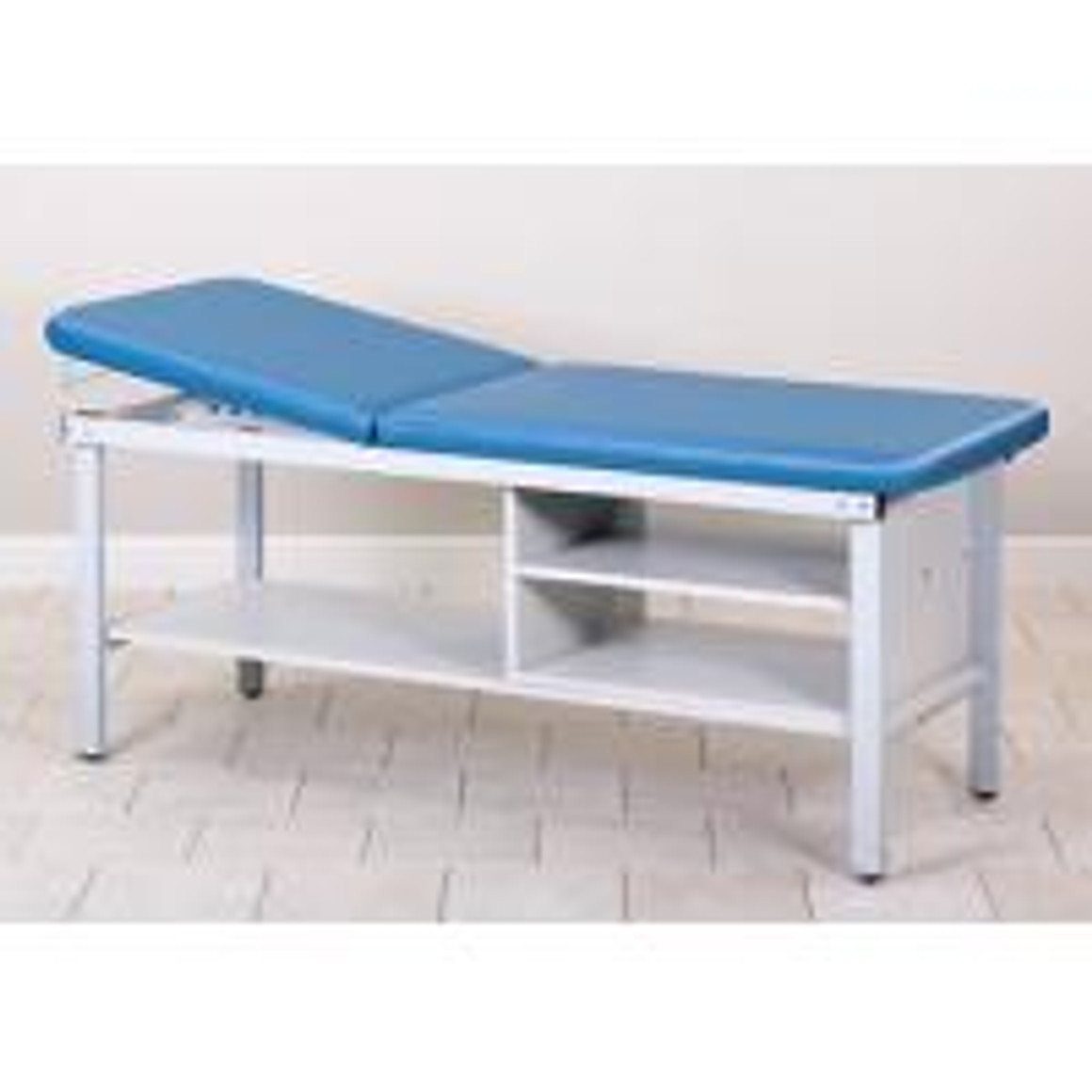Clinton ETA Alpha Series Straight Line Treatment Table with Shelving Unit, 30" Wide, Dove Gray