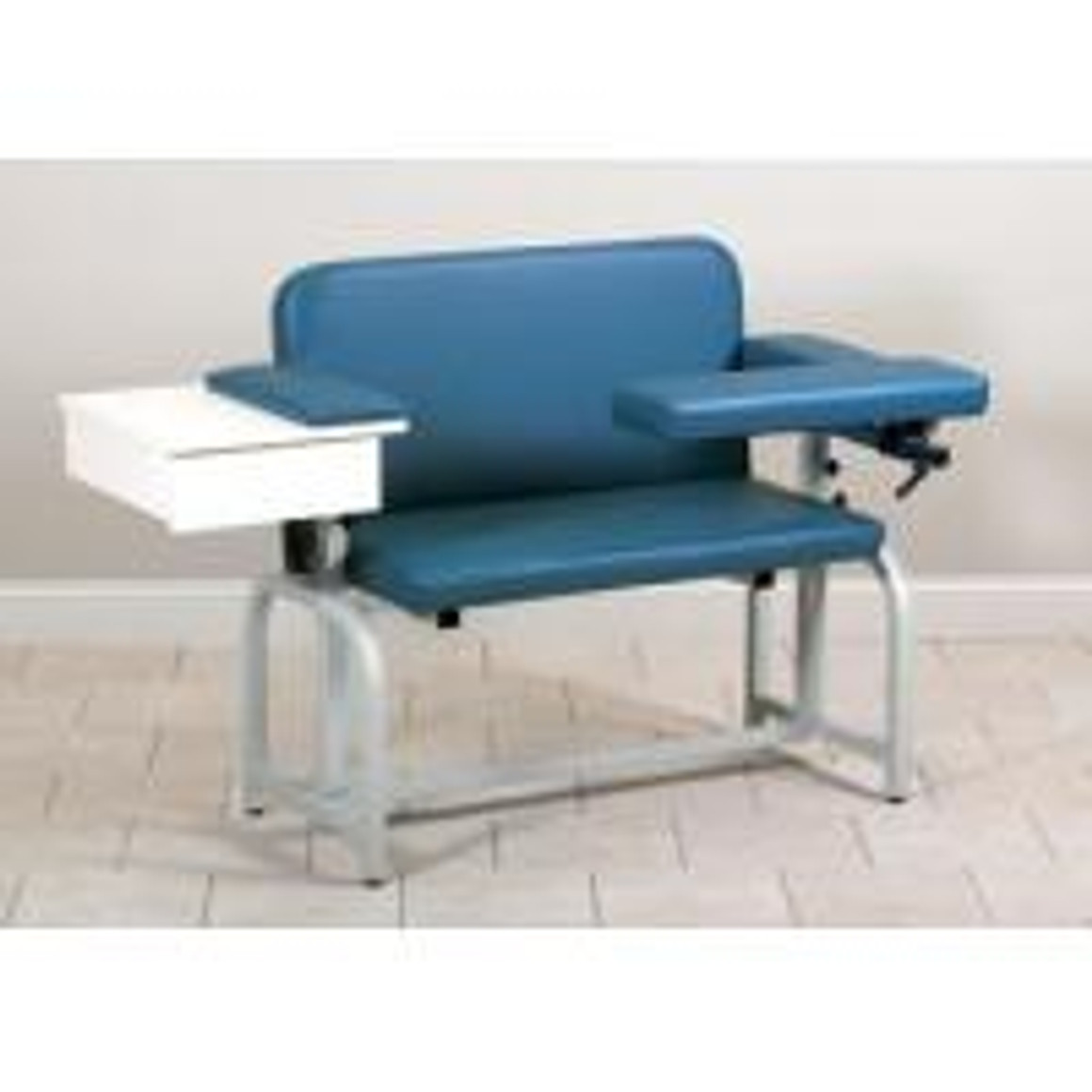 Clinton Lab X Series Extra-Wide Blood Drawing Chair with Flip-Arm and Drawer, Aubergine