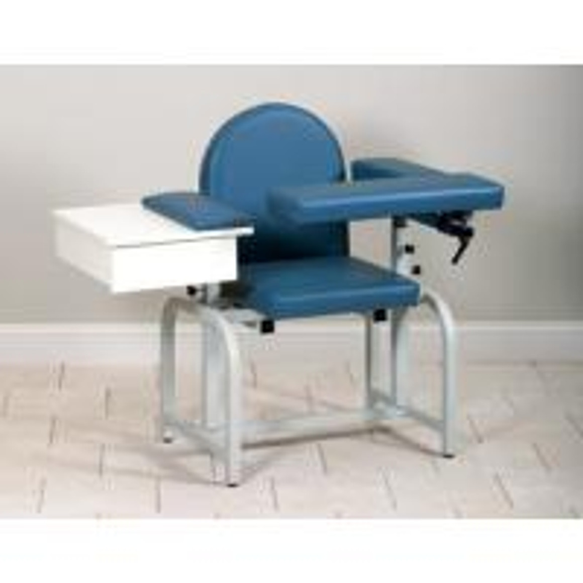 Clinton Lab X Series Blood Drawing Chair with Flip-Arm and Drawer, Slate Blue