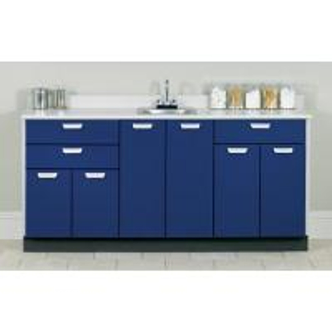 Clinton Base Cabinet with 6 Doors and 3 Drawers, 72" Long, Aztec Blue