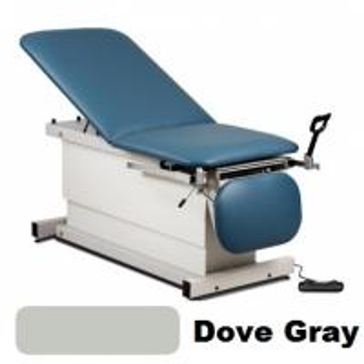 Clinton Shrouded Power Table with Stirrups, Adjustable Backrest & Drop Section, Dove Gray