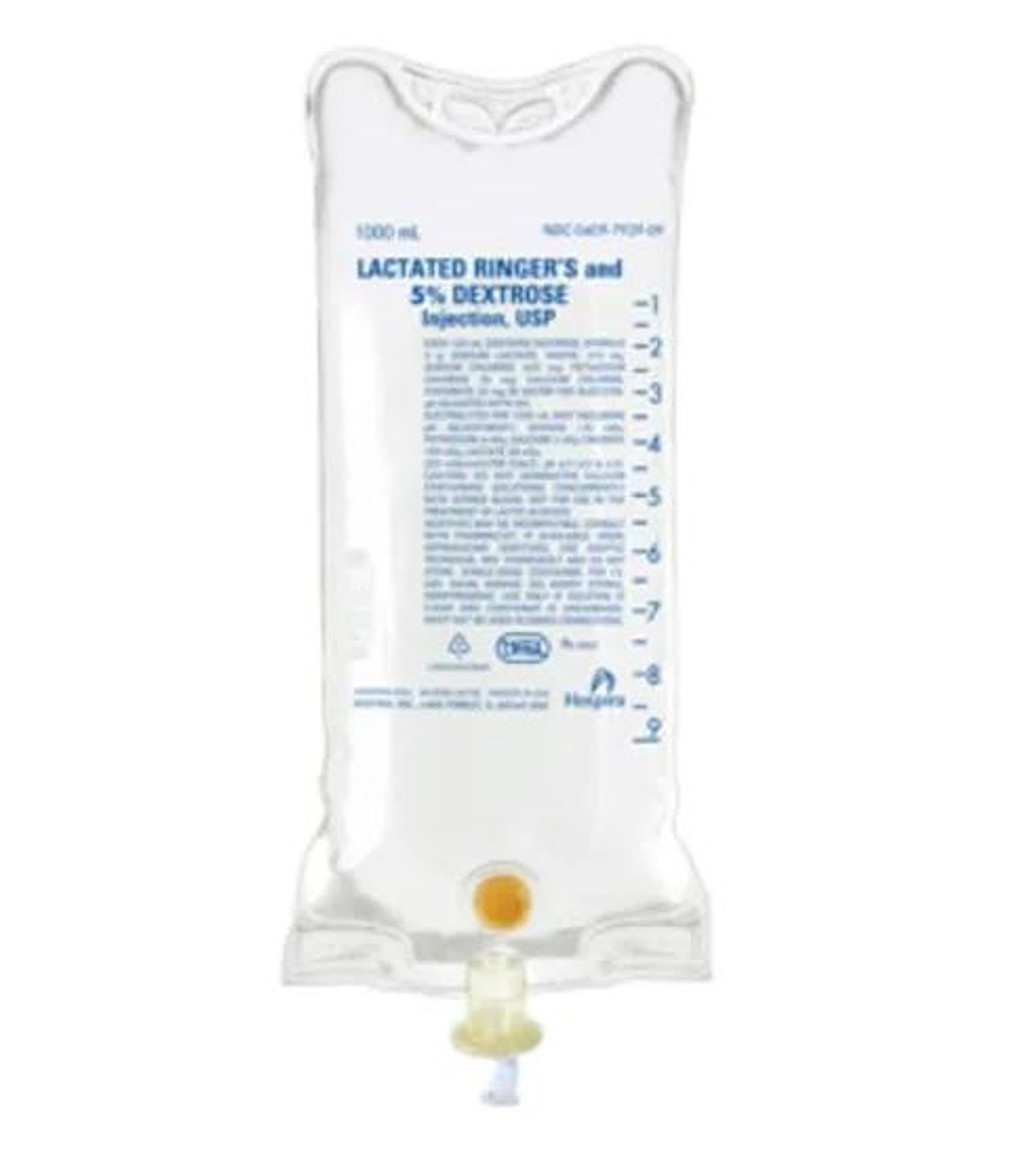 Dextrose 5%/Lactated Ringers Lactated Ringers Solution 1000mL Bag,12/CA