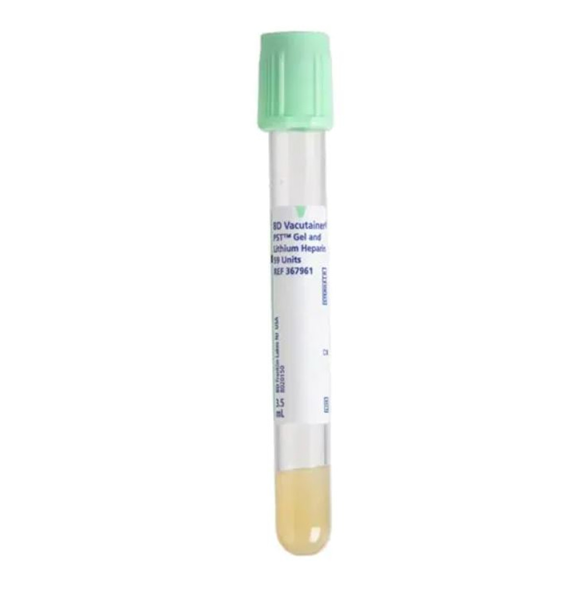 Tube Blood Collection 4.5mL 13x100mm Light Green 100/Bx