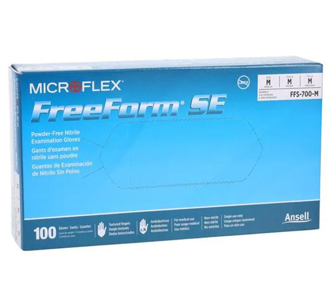 Microflex Freeform SE Powder Free Nitrile Exam Gloves, Medium, 1000/cs