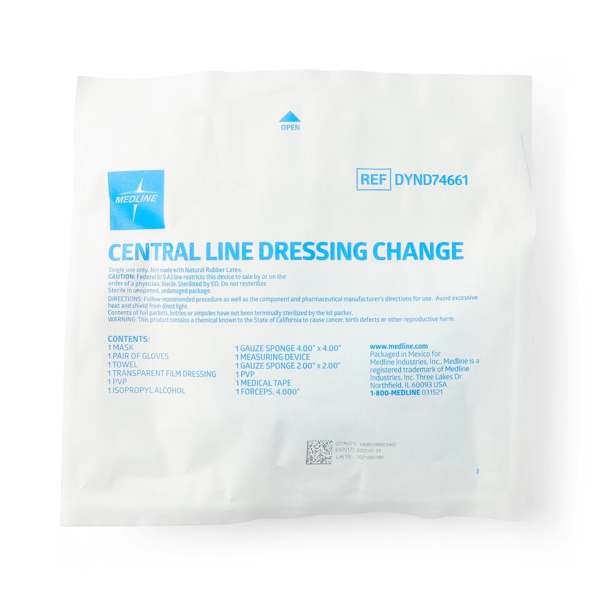 Medline Central Line Dressing Trays with Alcohol / PVP