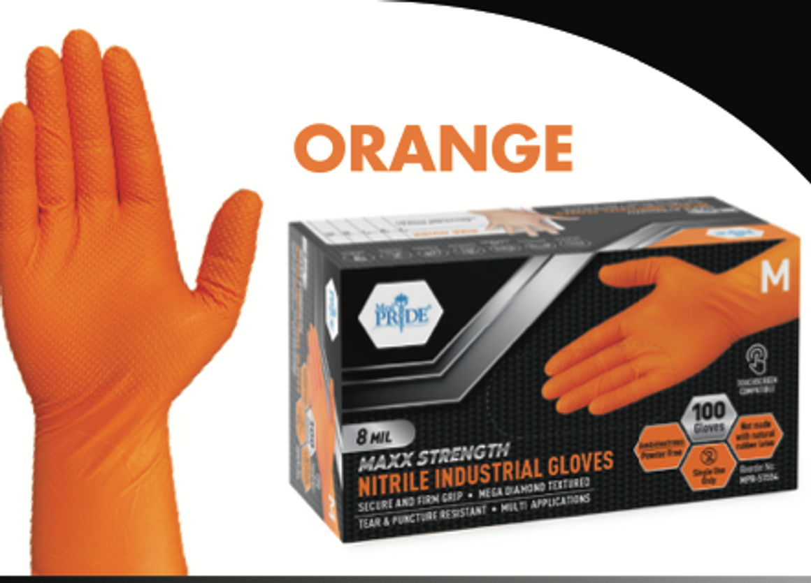 Maxx strength nitrile industrial gloves 8 mil