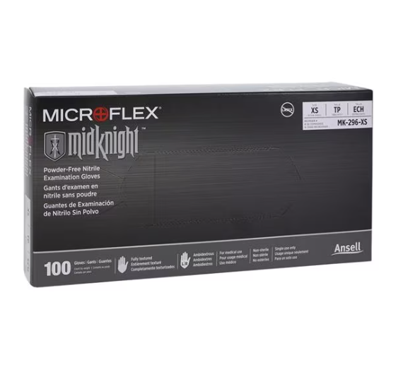 MidKnight Nitrile Exam Gloves X-Large Black Non-Sterile