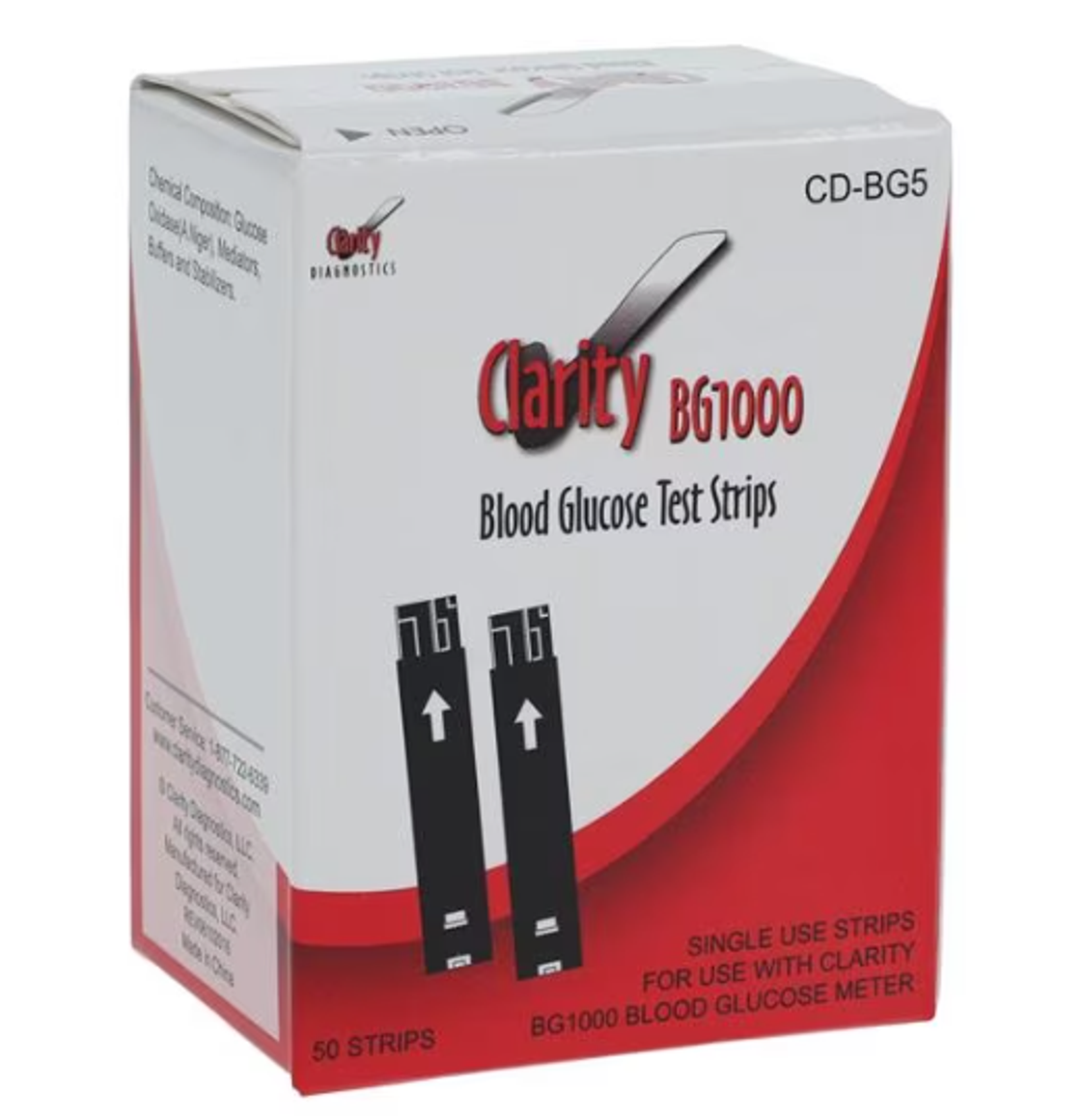 Clarity Glucose Test Strips CLIA Waived For Blood Meter Only 50/Bx