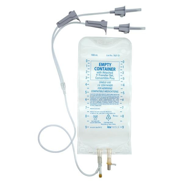 Empty Container, 1000 Ml, With Attached Y-Transfer Set, 24/Cs