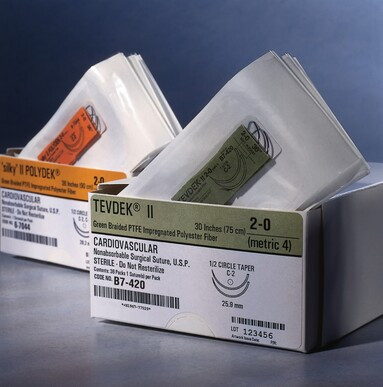 Deknatel Tevdek Green Braided Suture 0 T-2 2N 30" Pledget Soft 1/8" x 1/4" 36/BX