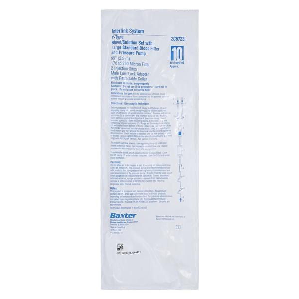 Blood Blood Transfusion Set 2 Interlink Y-Injection Sites 99" 10 Drops/mL Ea, 48/Case