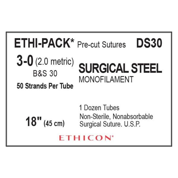 Ethi-Pack Suture 3-0 50x18" B&S 30 Monofilament Silver 12/BX