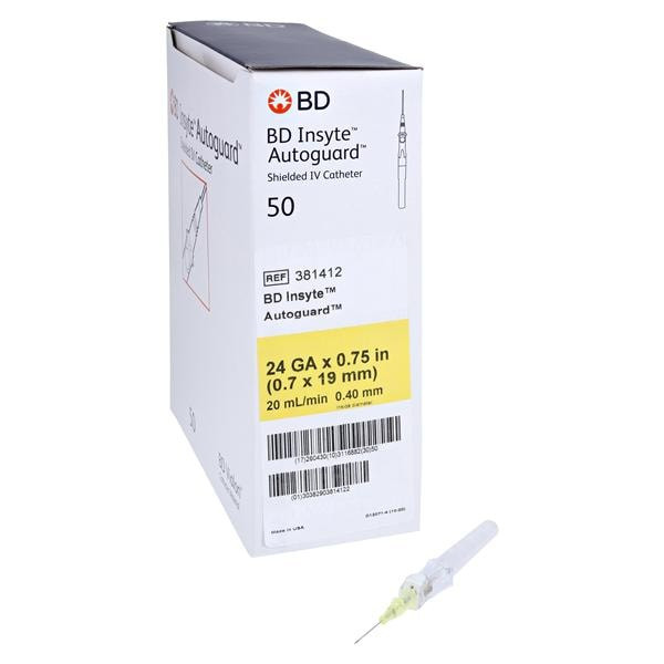 Insyte Autoguard IV Catheter Shielded 24 Gauge 3/4" Yellow Straight