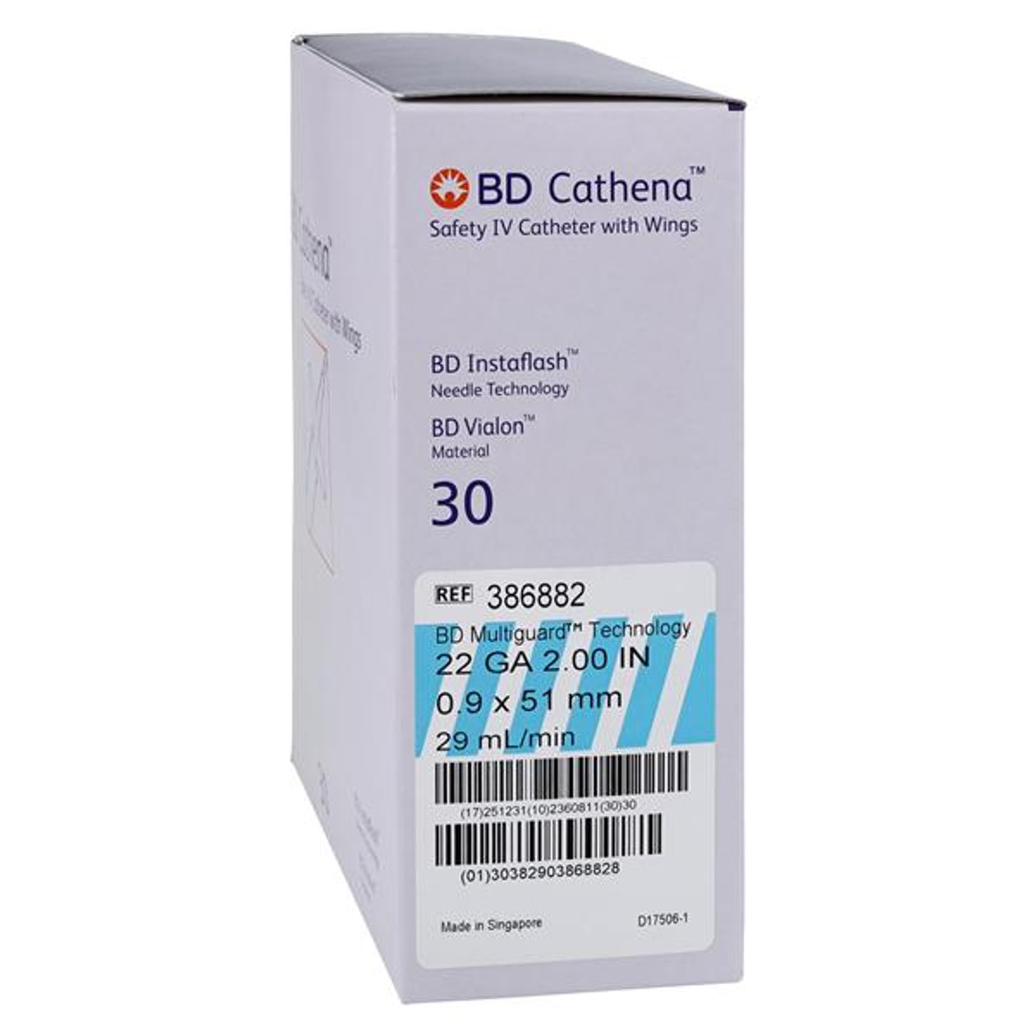 Cathena Catheter Access Device Shielded 22 Gauge 2" Blue