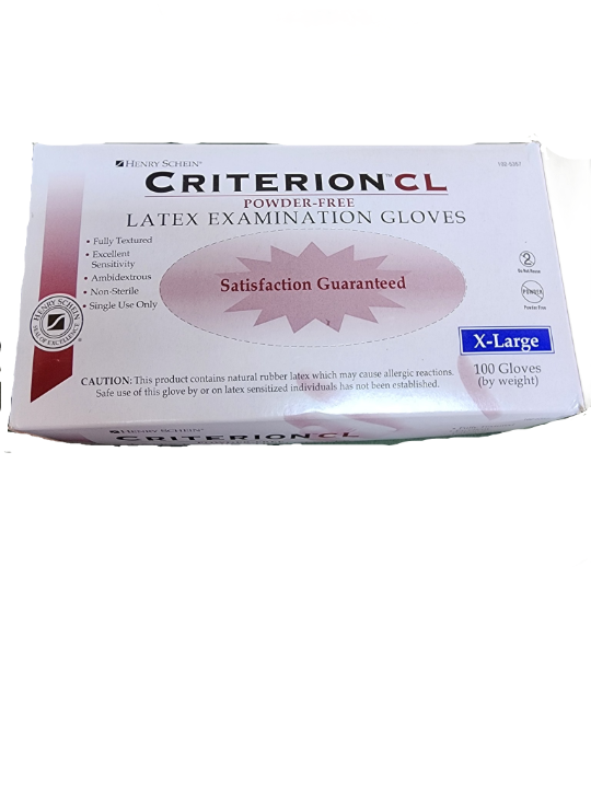 Criterion Latex Exam Gloves X-Large Standard White Non-Sterile