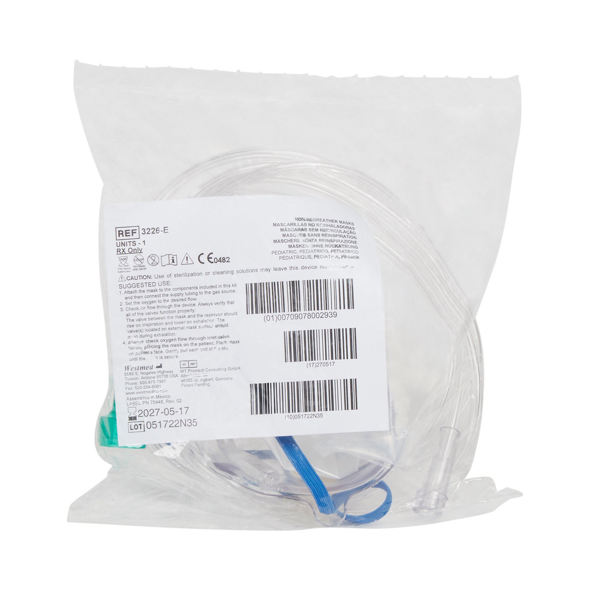 NonRebreather Oxygen Mask McKesson Elongated Style Pediatric Adjustable Head Strap