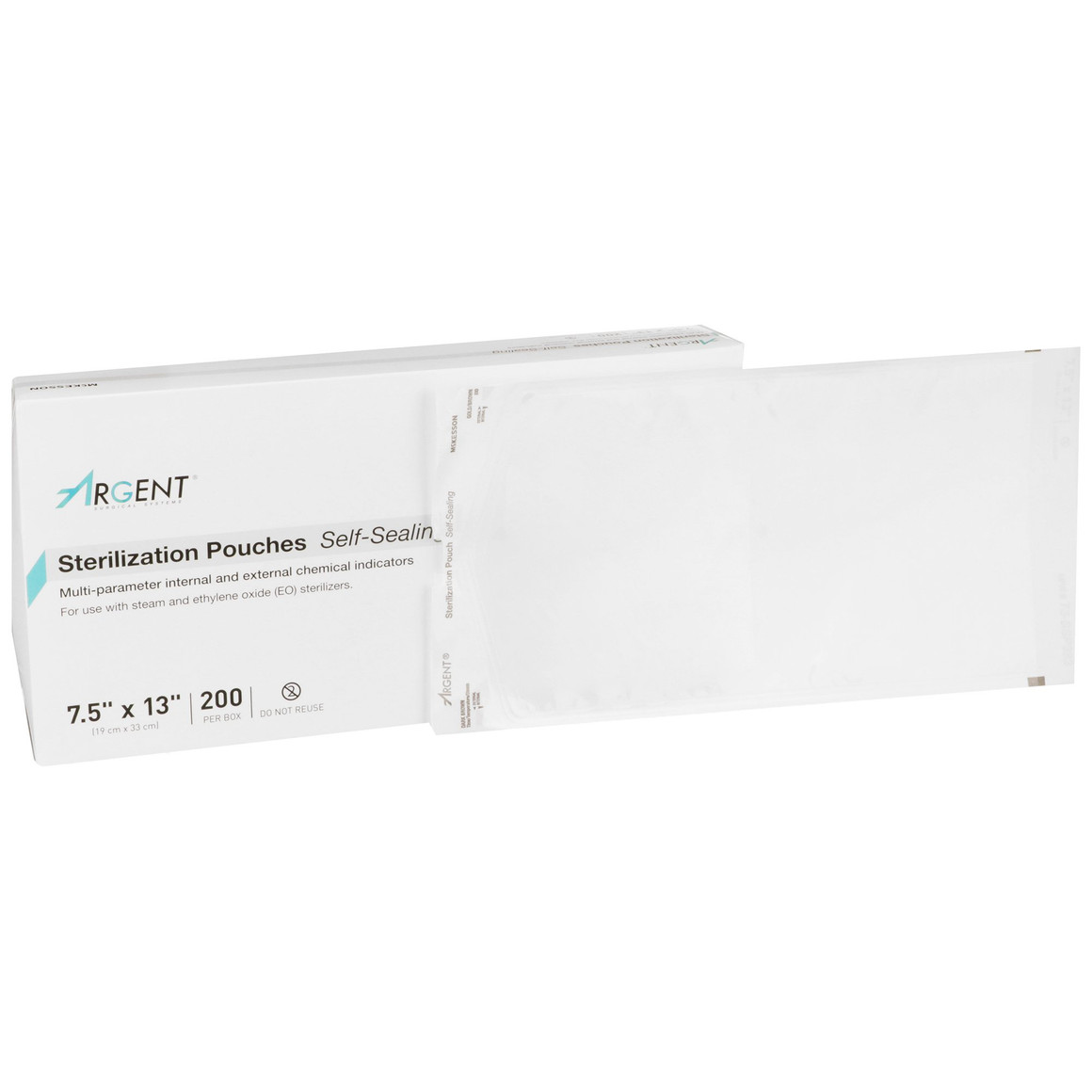 Sterilization Pouch McKesson Argent™ Sure-Check® Ethylene Oxide (EO) Gas / Steam 7-1/2 X 13 Inch Transparent / Blue Self Seal Paper / Film
