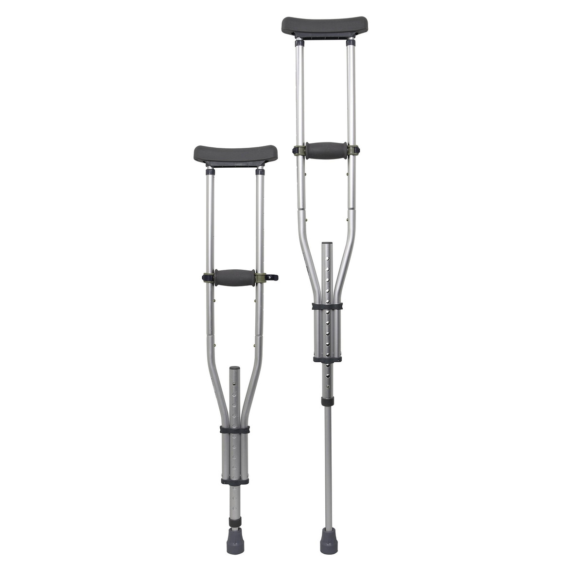 Underarm Crutches McKesson Youth / Adult / Tall Adult 4 Foot 6 Inch to 6 Foot 6 Inch User Height Aluminum Frame 300 lbs. Weight Capacity