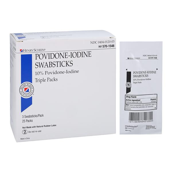 Henry Schein Prep Prep Swabstick Povidone-Iodine 10% 3's, 5701548