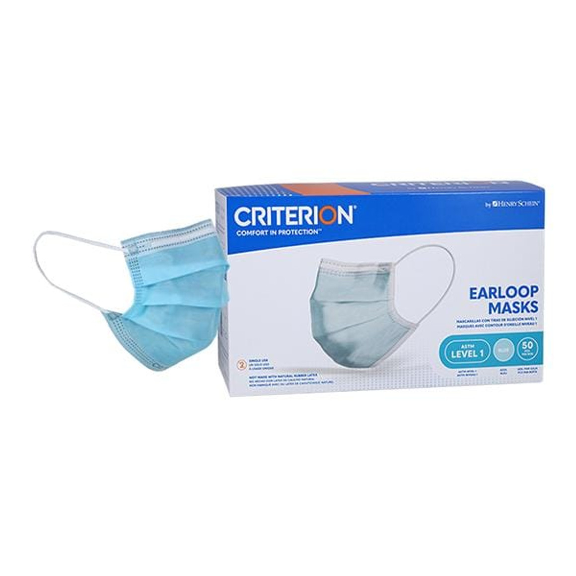Henry Schein Criterion Earloop Mask ASTM Level 1 Blue Adult , 1043809