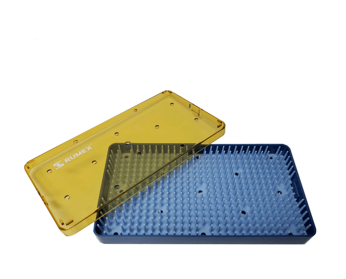 Rumex Plastic Sterilization Tray with Silicone Finger Mat, Medium, 190×101×19 mm, 7.5×4×0.75″, 18-303