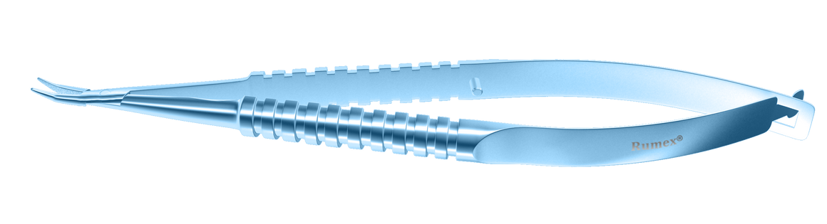 Rumex Barraquer Needle Holder, 8.00 mm Extra Fine Jaws, Curved, without Lock, Long Size, Length 125 mm, Titanium, 8-051T
