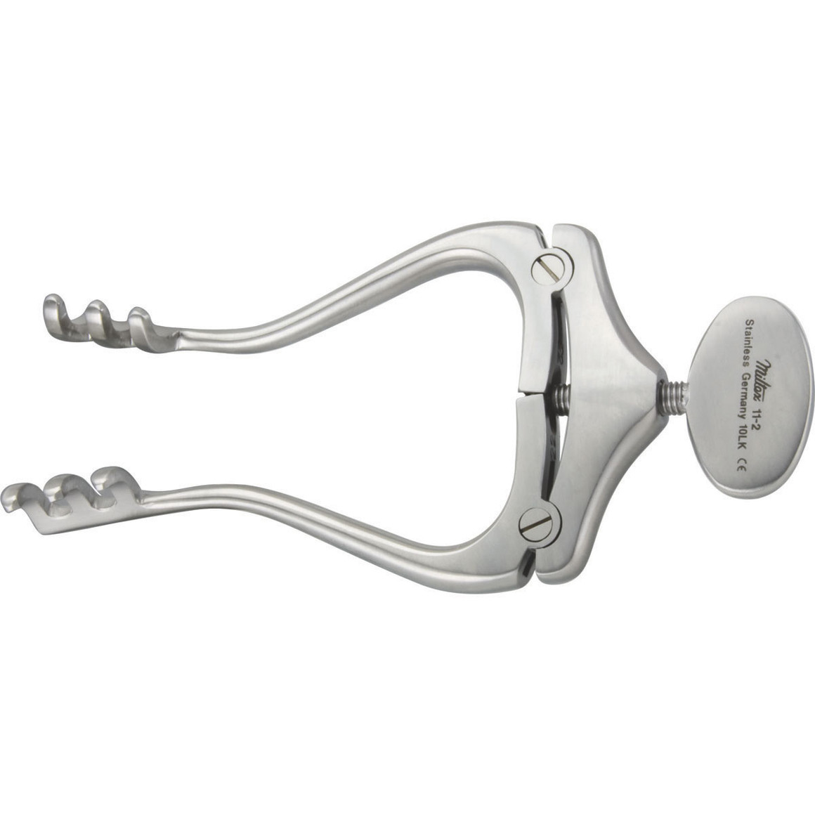 JANSEN Retractor, 4-1/4" (10.8 cm), spread 3" (7.6 cm), 3 X 3 blunt prongs 10 mm deep, standard model., 11-2