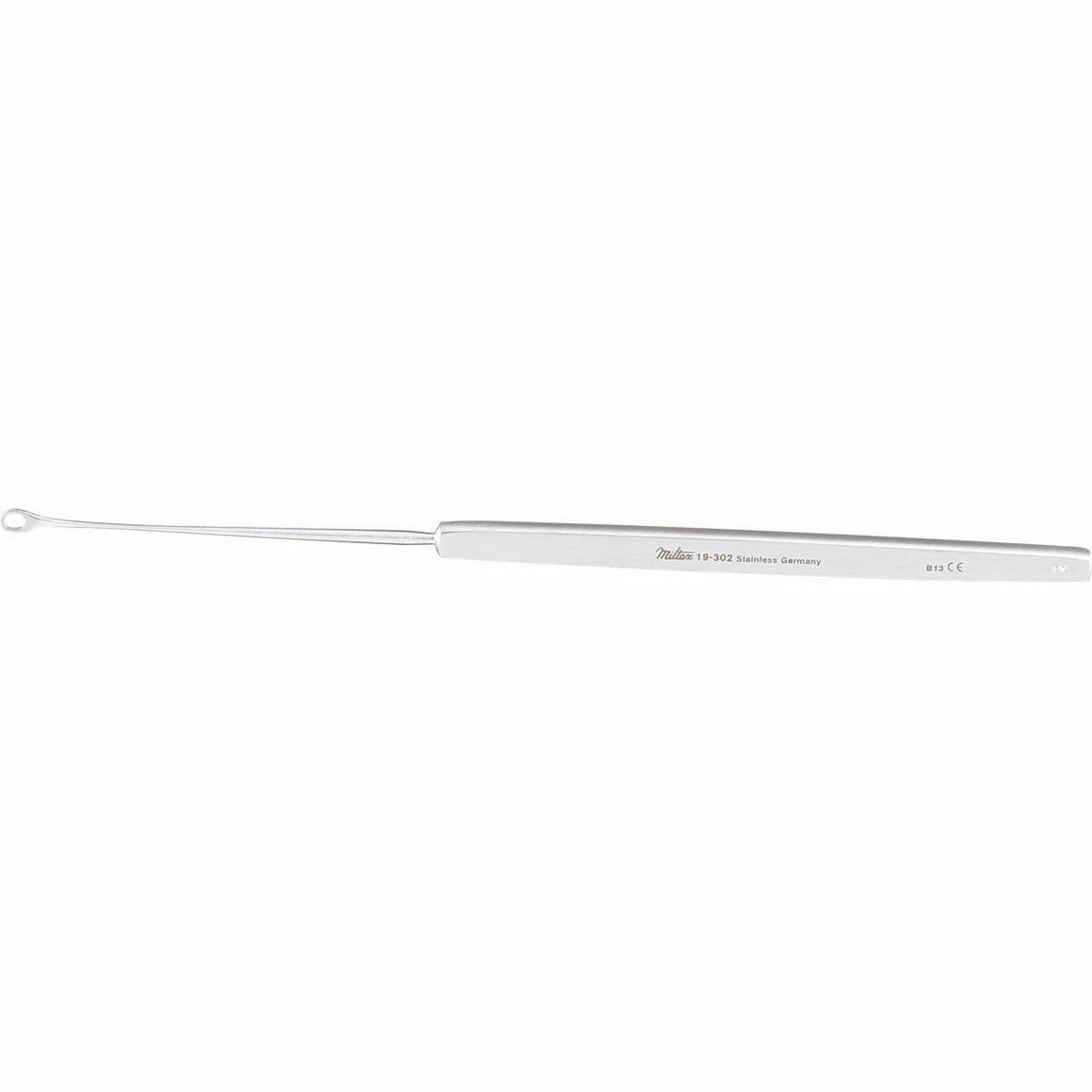 Miltex Shapleigh Ear Curette, 6" (15.2 Cm), Large Size, Serrated Loop, 19-302