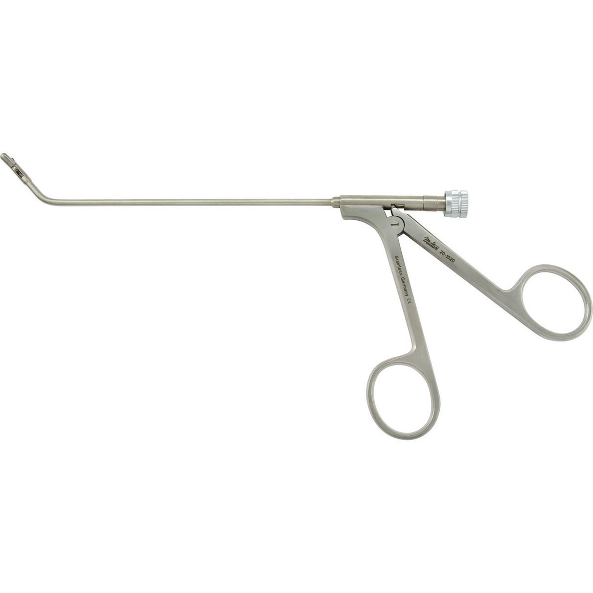 Miltex Frontal Sinus Recess Giraffe Forceps, 5-1/2" Shaft, 3 X 5 Mm, 45 Degree Horizontal Jaws, Luer Lock Port/Cleaning, 20-1020
