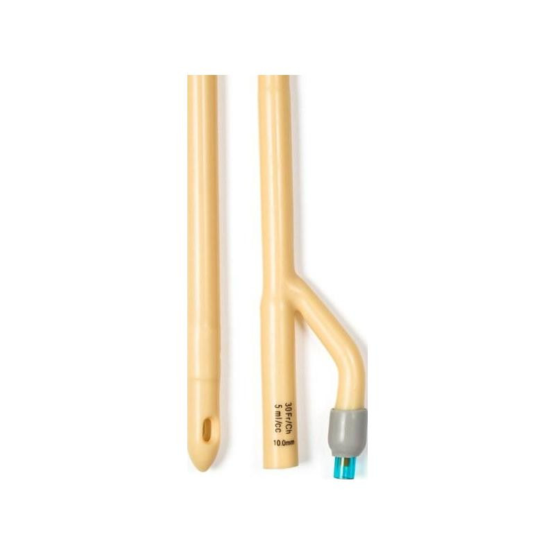 Dynarex Foley Catheter, Latex, Silicone Coated, 5cc, 30 Fr, 10/cs