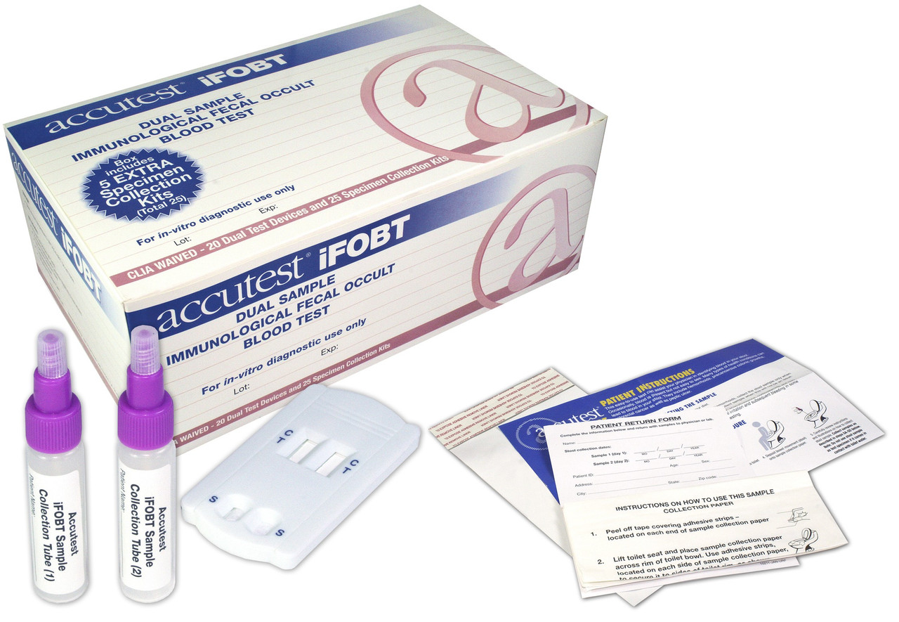 Accutest DualSample Immunological Fecal Occult Blood Test Kits, 20/bx Medex Supply