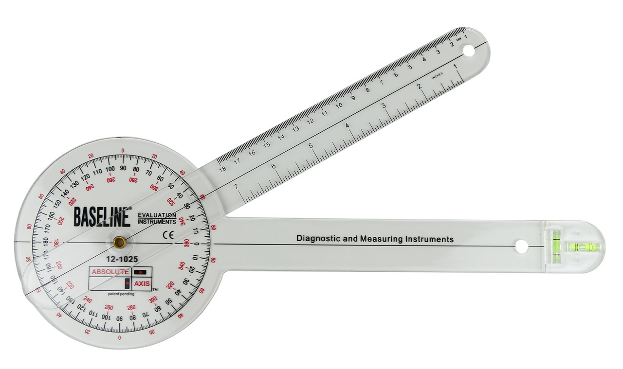 Baseline Plastic Absolute+Axis Goniometer - 360 Degree Head - 12 inch ...